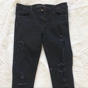 Zara Mid-Rise Ripped Skinny Jeans